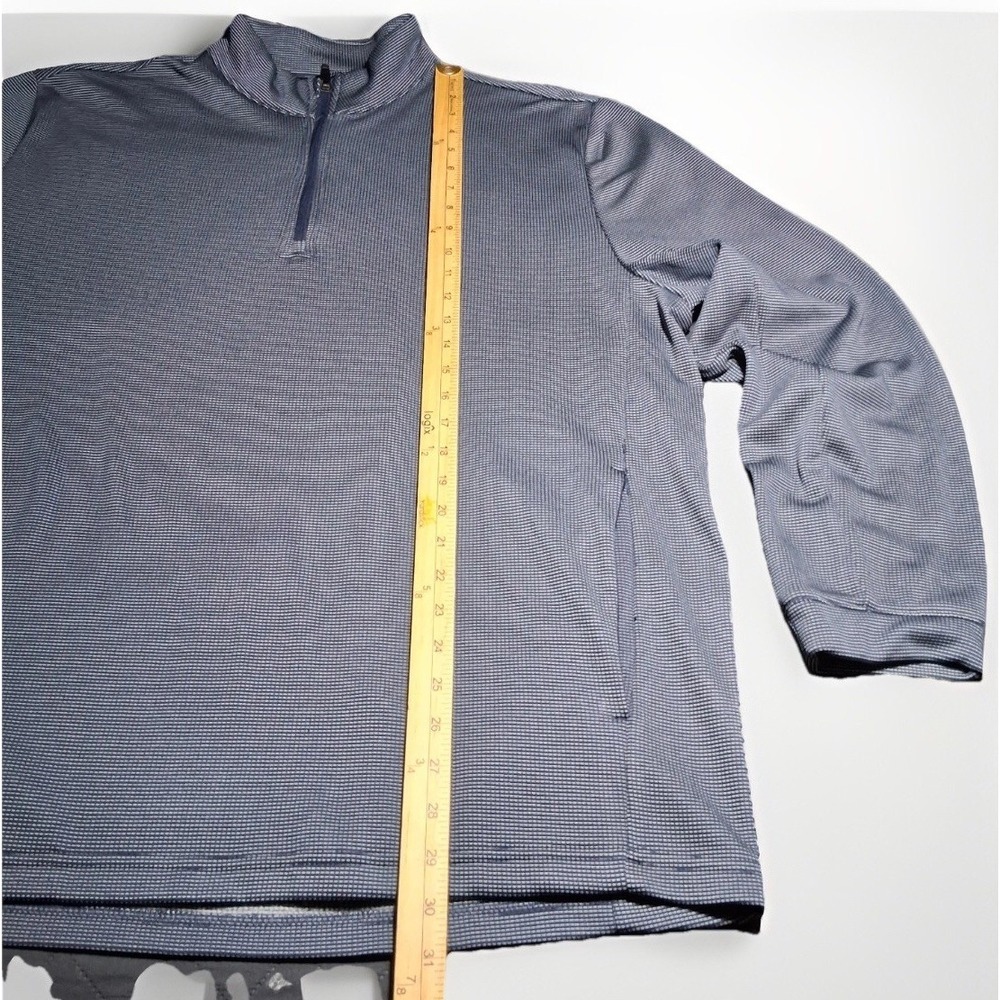 Ben Hogan Performance Mens XL Quarter Zip Pullover Navy Blue White Micro Stripe - Picture 12 of 15